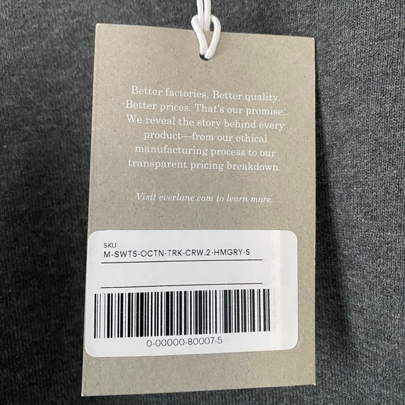 Everlane The Track Crewneck Sweatshirt Organic Cotton Dark Gray Men's Small NEW - Picture 6 of 11